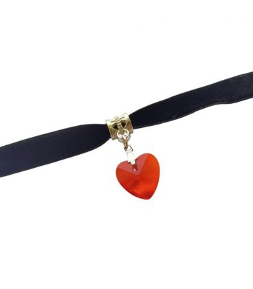 Чокер чорний з червоним серцем "Любов"