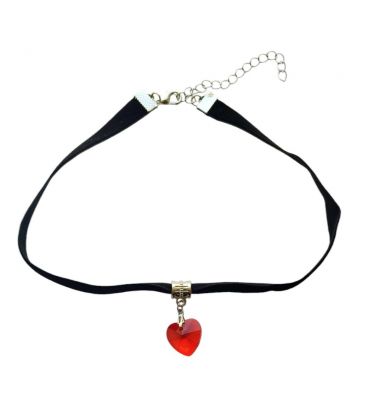 Чокер чорний з червоним серцем "Любов"