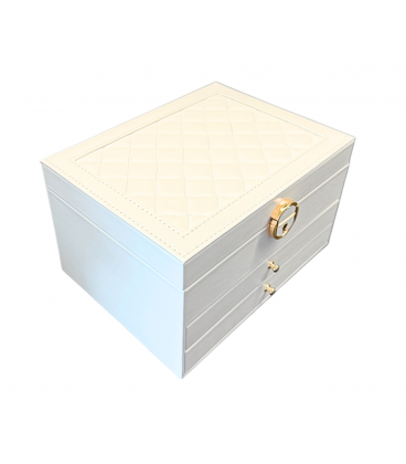 Скринька-органайзер шкіряна, на замочці (біла)