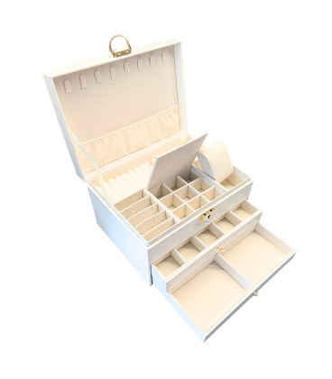 Скринька-органайзер шкіряна, на замочці (біла)