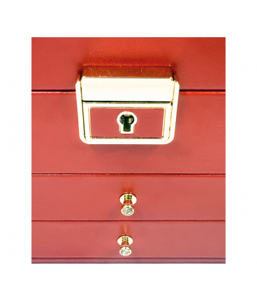 .Шкатулка-органайзер кожаная, на замочке (красная)