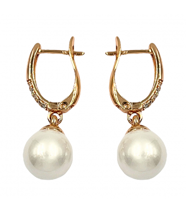 Серьги-подвески с жемчужиной, лимонная позолота