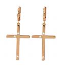 Сережки-підвіски Хрестики з цирконами, лимонна позолота
