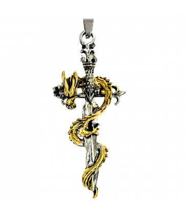 Підвіска "Дракон на мечі" родій+позолота