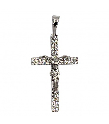 Підвіска Хрестик з розп'яттям, з цирконами, родій