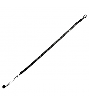 Браслет плетение "Питон", 0,4/17 см+3 см черный родий