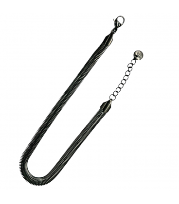 Браслет плетение "Змейка" 0,5/18,5 см+3 см, черный родий