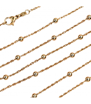 Цепочка плетения Корда с шариками, 55 см, лимонная позолота