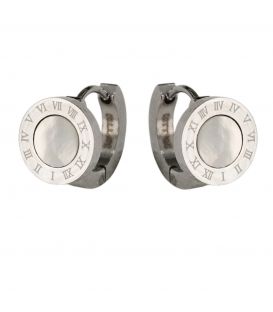 Сережки класичні "Циферблат" родій (сталь)