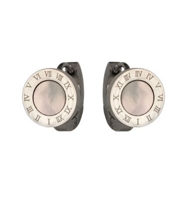 Сережки класичні "Циферблат" родій (сталь)