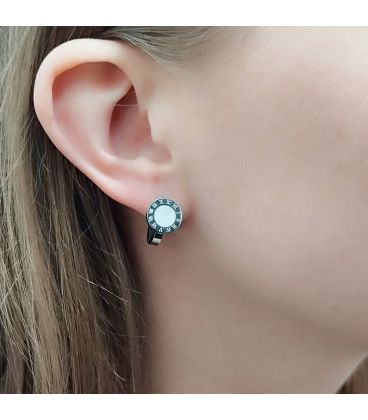 Серьги классические "Циферблат" родий (сталь)