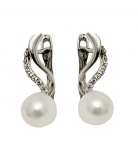 Сережки класичні с перлиною, родій