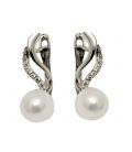 Серьги классические с жемчужиной, родий