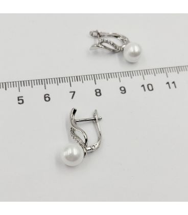 Серьги классические с жемчужиной, родий