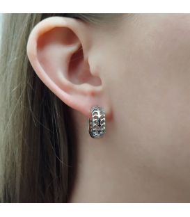 Серьги классические,колечки с вырезами, родий