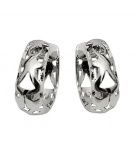 Сережки класичні "Широка підкова з візерунком", родій