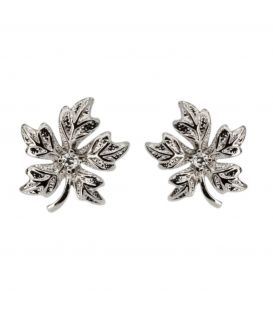 Серьги-гвоздики "Виноградный лист", родий