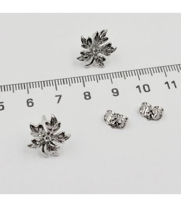 Серьги-гвоздики "Виноградный лист", родий