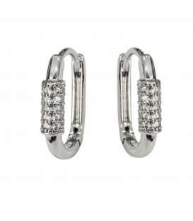 Сережки класичні "Підкова з діжкою цирконів", родій