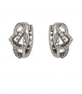 Сережки класичні "Сердечко в хвилях", родій