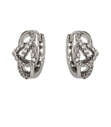 Сережки класичні "Сердечко в хвилях", родій