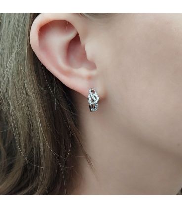 Серьги классические "Сердечко в волнах", родий