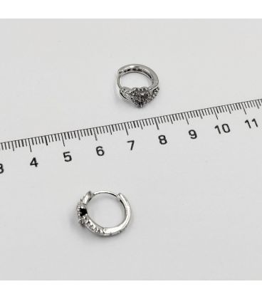 Серьги классические "Сердечко в волнах", родий