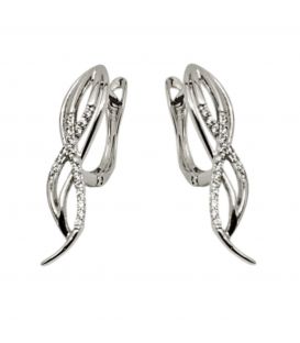 Сережки класичні "Тонкі вигини з цирконами", родій