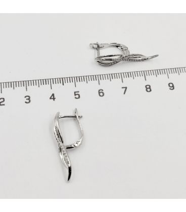 Серьги классические "Тонкие изгибы с цирконами", родий