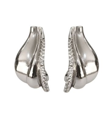 Сережки класичні з цирконами, родій