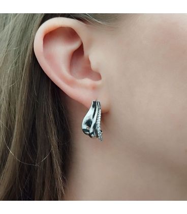 Сережки класичні з цирконами, родій