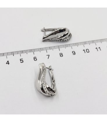 Серьги классические с цирконами, родий