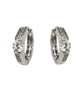 Класичні сережки з цирконами, кільця, родій