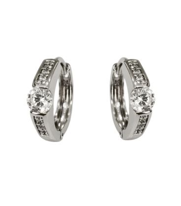 Класичні сережки з цирконами, кільця, родій