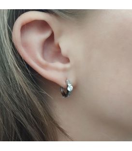 Серьги классические с цирконами, колечки, родий