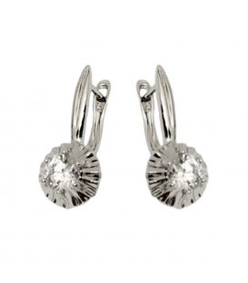 Сережки класичні "Циркон у квітці", родій