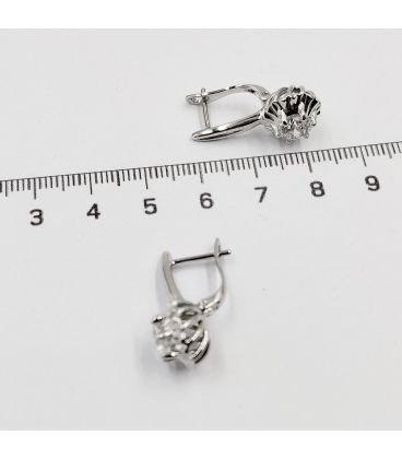 Сережки класичні "Циркон у квітці", родій