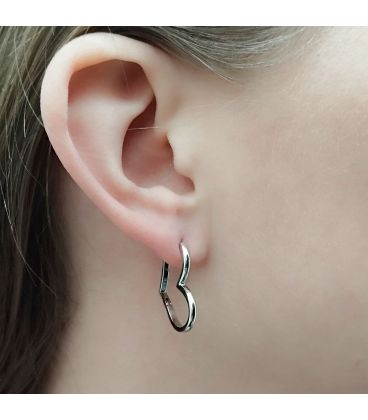 Серьги классические, форма-сердце, родий