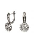 Сережки класичні "Квітка з цирконів", родій