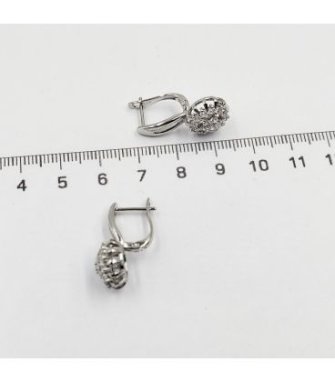 Серьги классические "Цветок из цирконов", родий