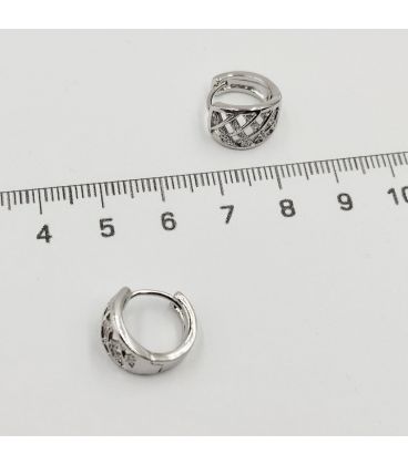 Сережки класичні "Решітка з цирконів", родій