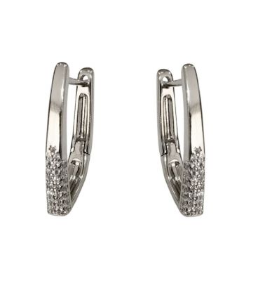 Серьги "Иголочки с цирконами", родий