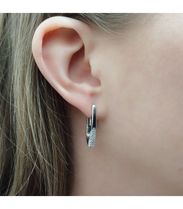 Серьги "Иголочки с цирконами", родий