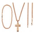 Комплект — браслет+ланцюжок з хрестиком (позолота)