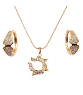 Набір прикрас з цирконами, лимонна позолота