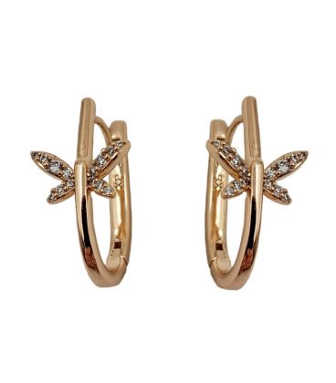 Серьги классические "Стрекоза", лимонная позолота