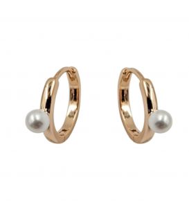 Серьги-колечки с маленькой жемчужинкой, лимонная позолота