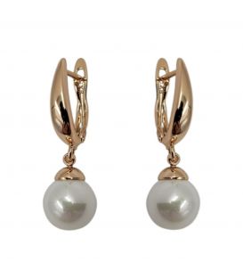 Серьги-подвески с жемчужиной, лимонная позолота