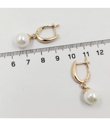 Серьги-подвески с жемчужиной, лимонная позолота