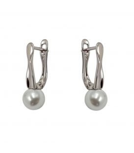 Сережки класичні з перлиною, родій